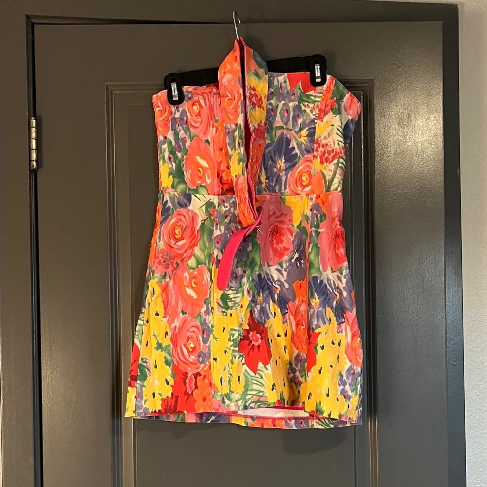 Floral Strapless Dress - Multicolor
